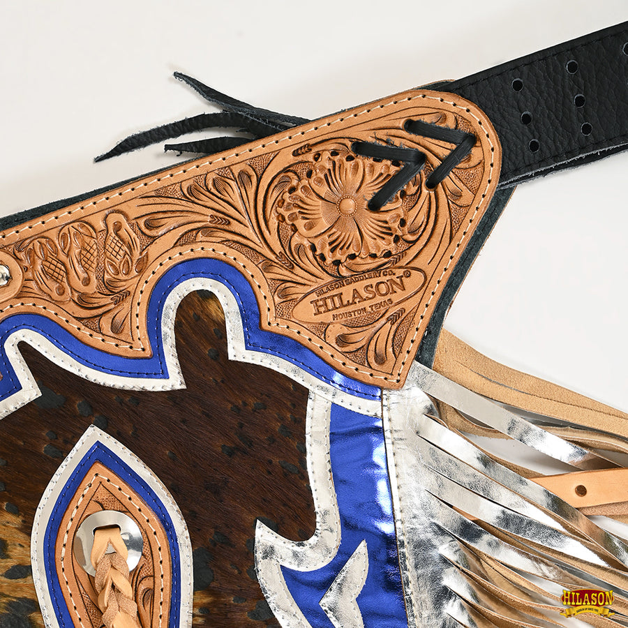 HILASON Pro Rodeo Bull Riding Chaps Genuine Leather | for Men and Women Western Unisex