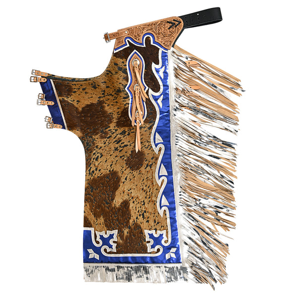 Hilason Bull Riding Light Natural Hair On Leather Rodeo Chaps – by Hilason – Cowboy and equestrian accessories