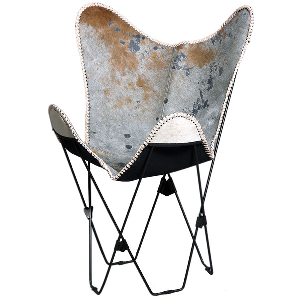 Genuine Leather Butterfly Chair Folding Lounge Modern Sling Accent Seat - Uhorse