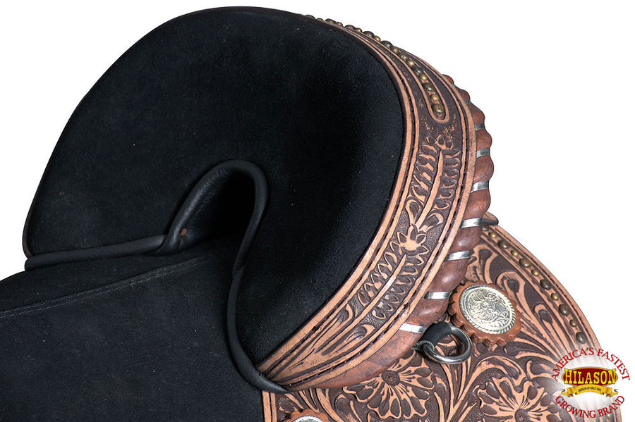 Hilason Western Horse Treeless Trail Barrel Leather Saddle
