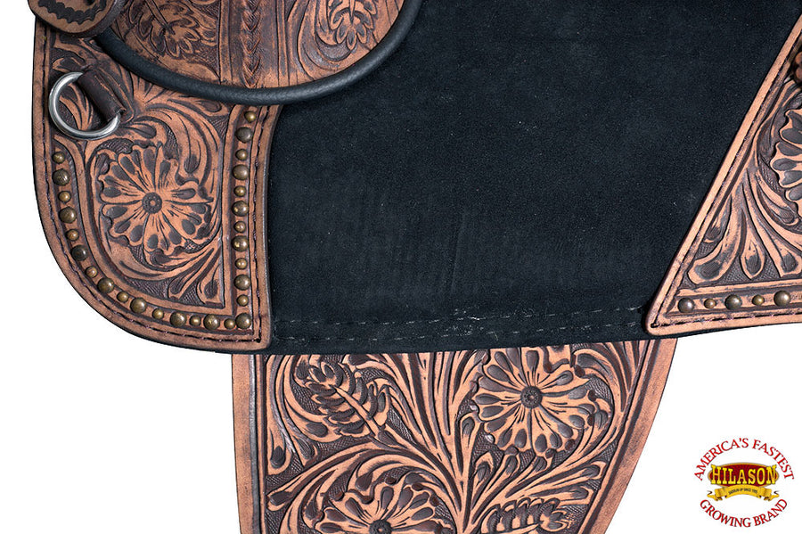 Hilason Western Horse Treeless Trail Barrel Leather Saddle