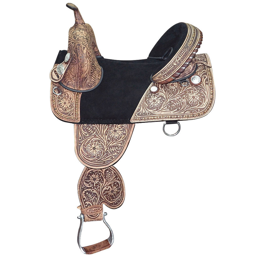 15 In Hilason Western Horse Treeless Trail Barrel Leather Saddle - Uhorse