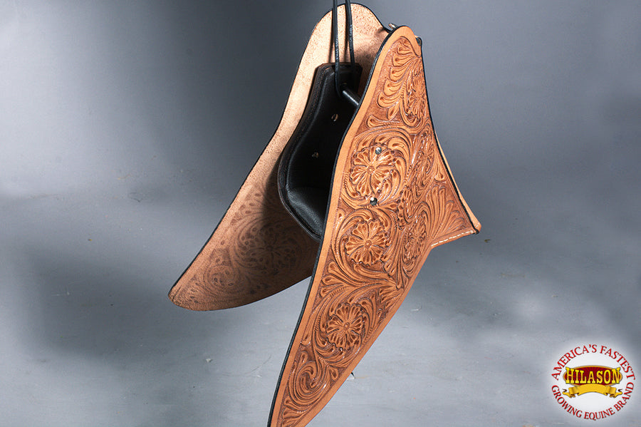 HILASON Horse Western Saddle Stirrup Cowboy Leather Tapaderos Cover Tan | Covers Covers| Hand Carved