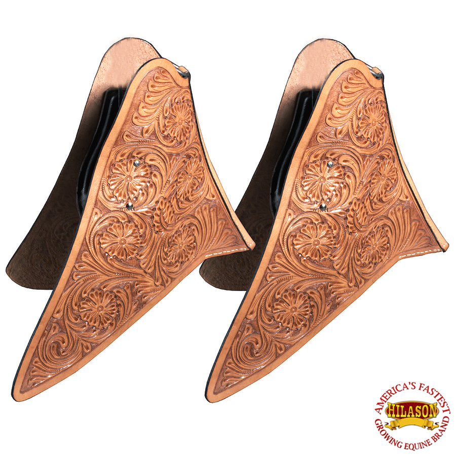 HILASON Horse Western Saddle Stirrup Cowboy Leather Tapaderos Cover Tan | Covers Covers| Hand Carved - Uhorse