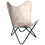 HILASON Genuine Leather Butterfly Chair Folding Lounge Modern Sling Accent Seat