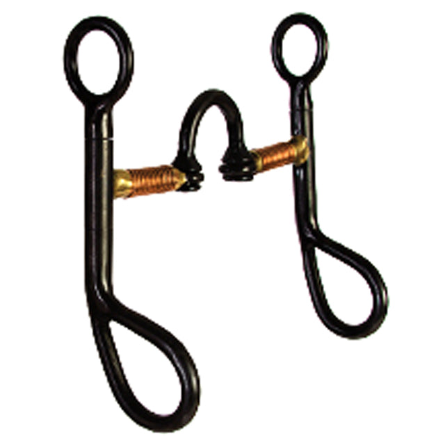 Black metal horse bit with brass-wrapped center - Uhorse