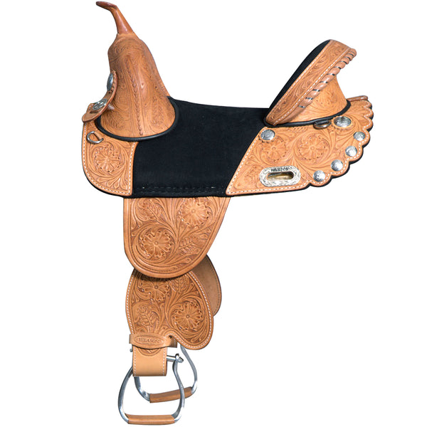 Hilason Treeless Western Trail Barrel American Leather Horse Saddle Tan - Uhorse