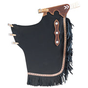 HILASON Bull Riding Chinks Adult Pro Rodeo Bronc Leather Black | Handmade Chaps Western for Adults Hand Tooled