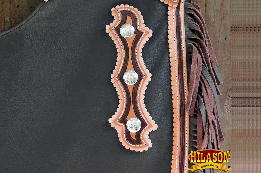 HILASON Bull Riding Chinks Adult Pro Rodeo Bronc Leather | Handmade Chaps Western for Adults Hand Tooled