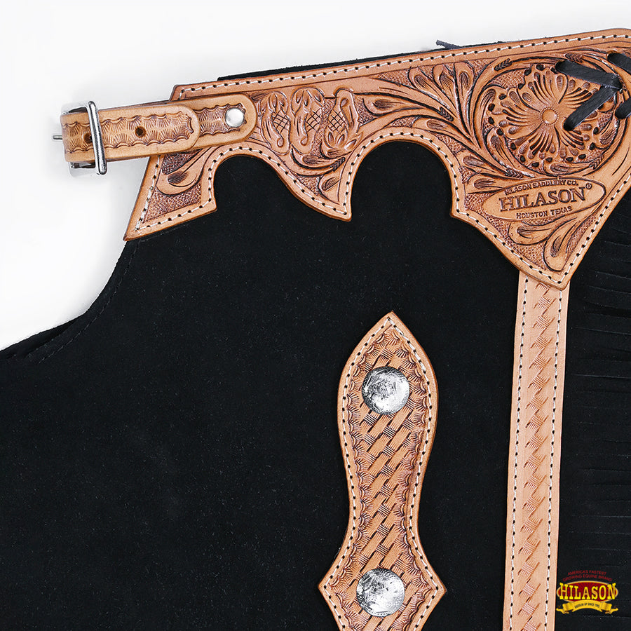 HILASON Bull Riding Chinks Adult Pro Rodeo Bronc Leather | Handmade Chaps Western for Adults Hand Tooled