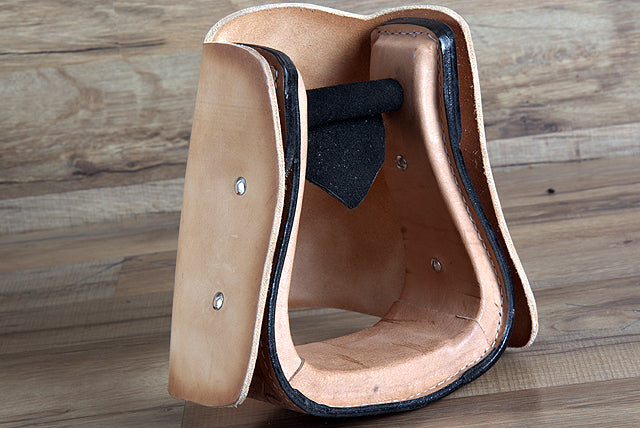 St101-F Hilason Western Saddle Tan Leather Covered Horse Stirrups Pair