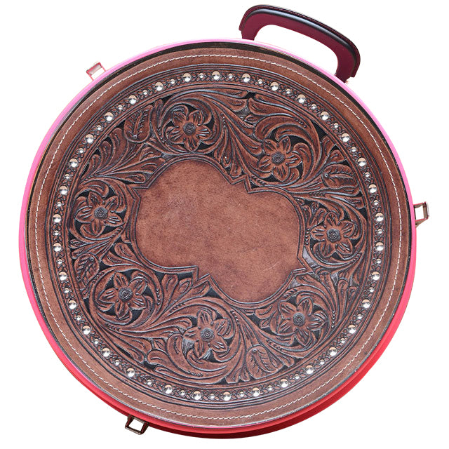 Hilason Medium 4 Rope Capacity Rope can w/ Hand Made Leather Trim Pink