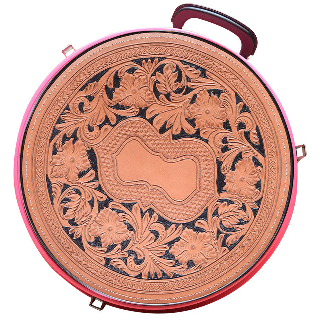Hilason Medium 4 Rope Capacity Rope can w/ Hand Made Leather Trim Pink