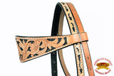 Hilason Western Horse Headstall Bridle American Leather Floral Carving