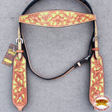 Western Horse Headstall Tack Bridle American Leather Floral Lime Hilason