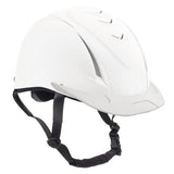 White equestrian riding helmet with black chin strap - Uhorse