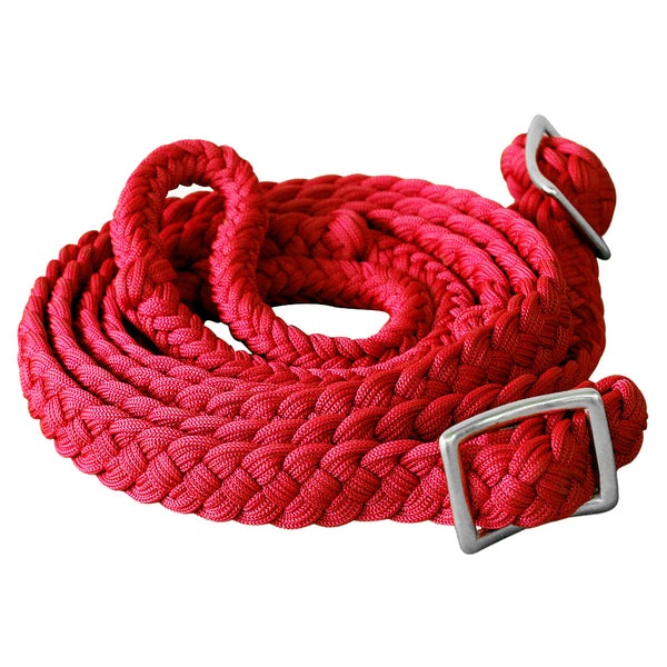 1" X 8Ft Hilason Braided Poly Barrel Horse Racing Reins Flat Grip Knots - Uhorse
