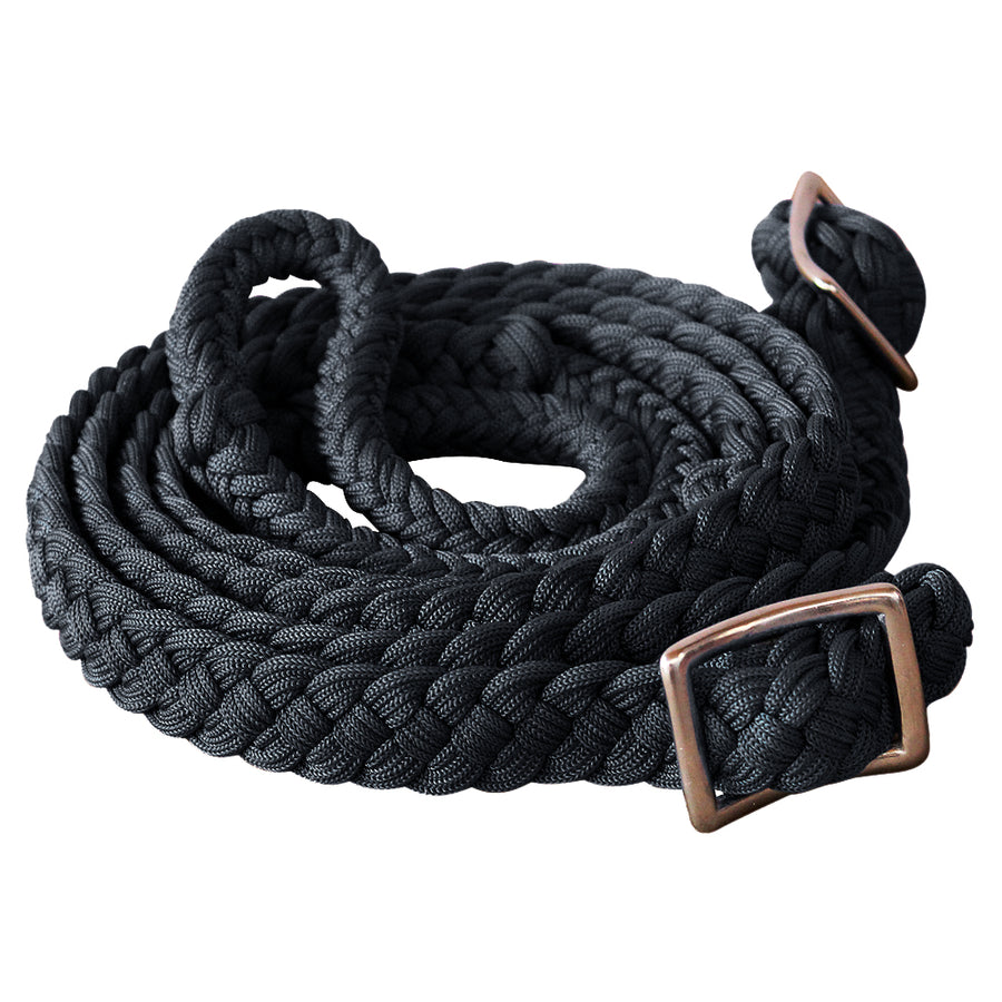 1" X 8Ft Hilason Braided Poly Horse Barrel Reins Flat with Easy Grip Knots - Uhorse