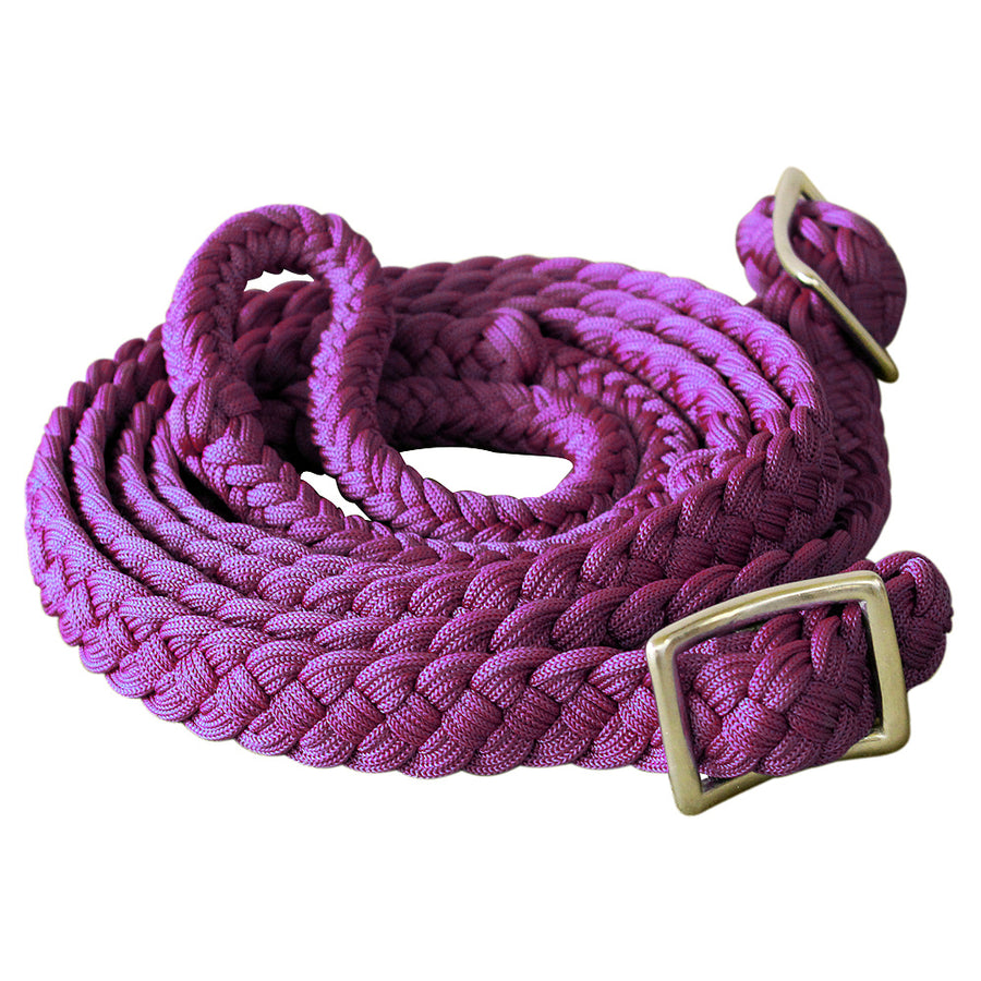 1" X 8Ft Hilason Braided Poly Barrel Horse Racing Reins Flat Grip Knots - Uhorse
