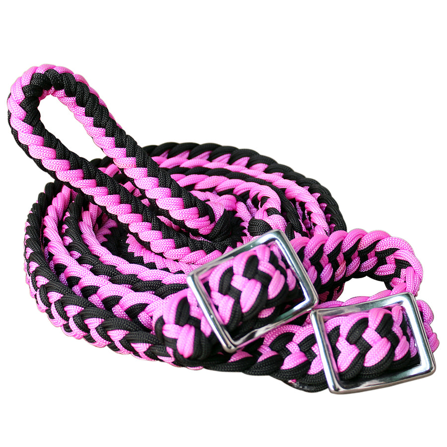 Pink and black nylon horse halter with metal hardware - Uhorse