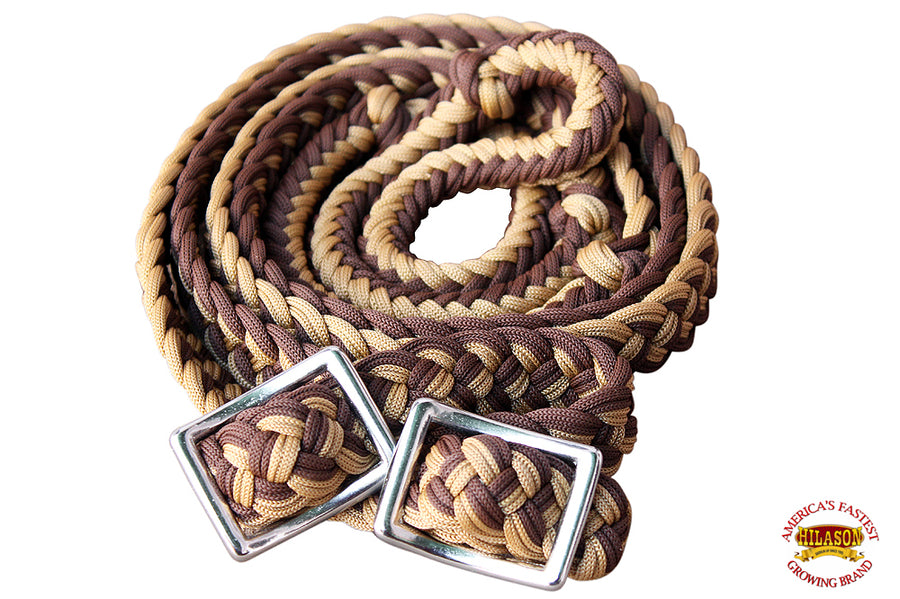 Hilason Braided Poly Barrel Horse Racing Reins Flat Grip Knots 1" X 8Ft | Rein Gifts