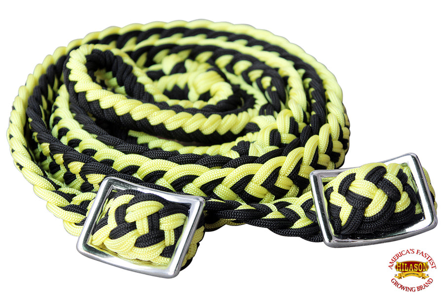 Hilason Braided Poly Barrel Horse Racing Reins Flat Grip Knots 1" X 8Ft | Rein Gifts