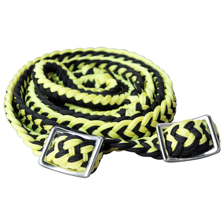 1" X 8Ft Hilason Braided Poly Barrel Horse Racing Reins Flat Grip Knots - Uhorse