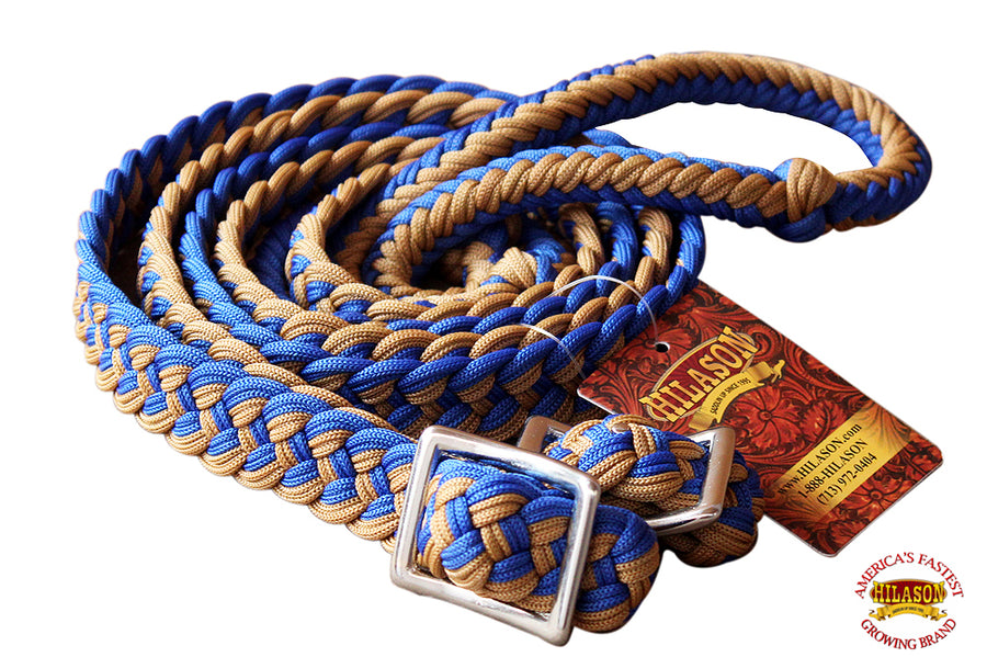 Hilason Braided Poly Barrel Horse Racing Reins Flat Grip Knots 1" X 8Ft | Rein Gifts