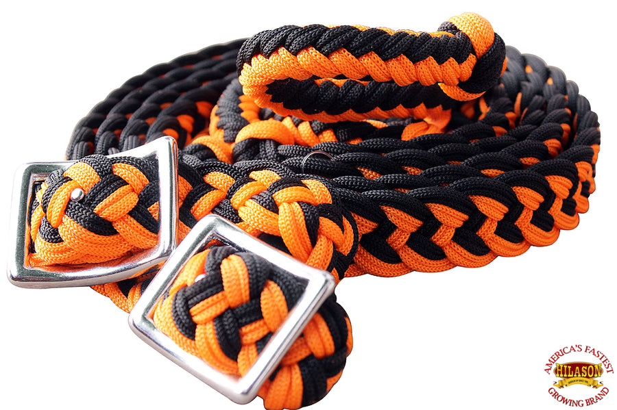 Hilason Braided Poly Barrel Horse Racing Reins Flat Grip Knots 1" X 8Ft | Rein Gifts