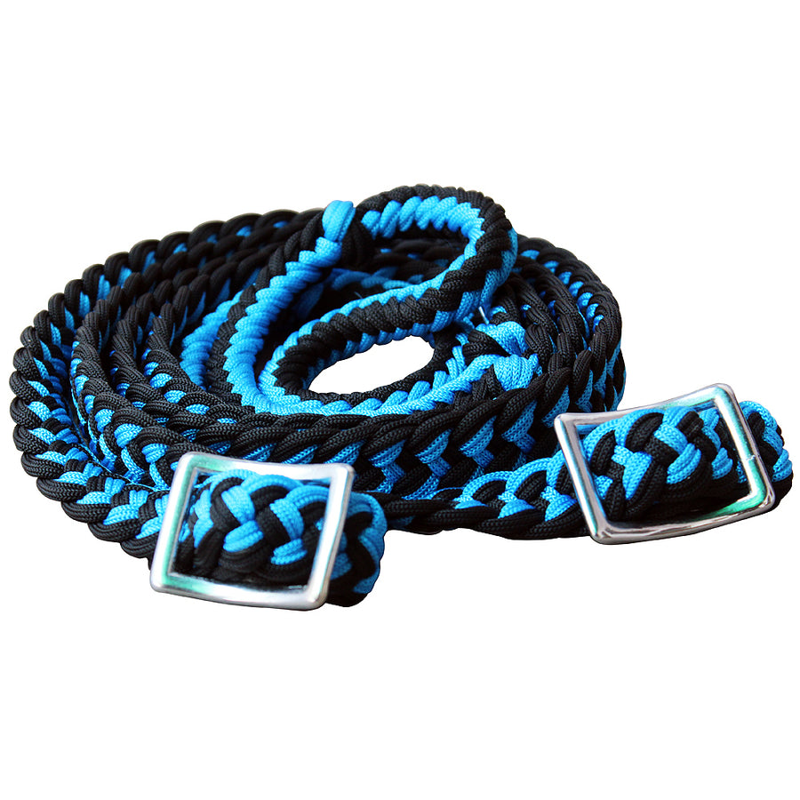 1" X 8Ft Hilason Braided Poly Barrel Horse Racing Reins Flat Grip Knots - Uhorse