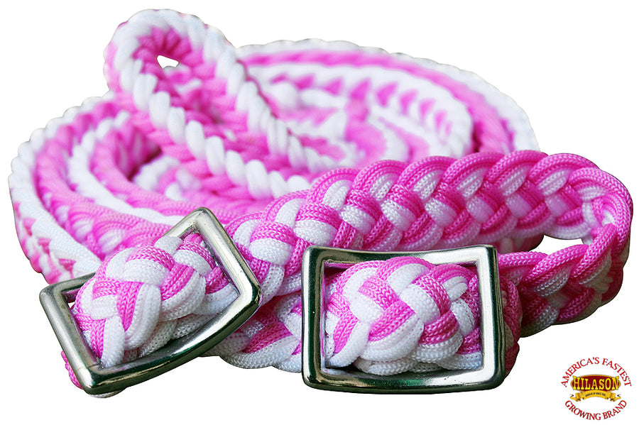 Hilason Braided Poly Barrel Horse Racing Reins Flat Grip Knots 1" X 8Ft | Rein Gifts