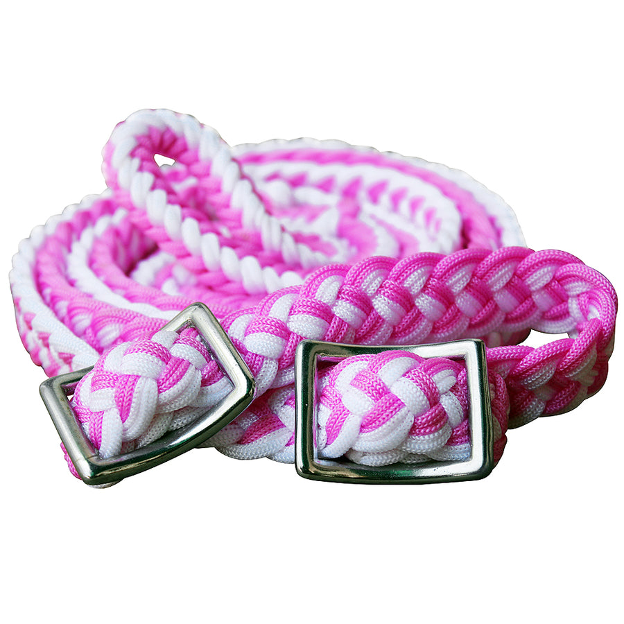 1" X 8Ft Hilason Braided Poly Barrel Horse Racing Reins Flat Grip Knots - Uhorse