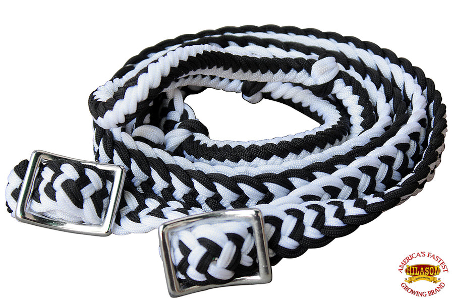 Hilason Braided Poly Barrel Horse Racing Reins Flat Grip Knots 1" X 8Ft | Rein Gifts