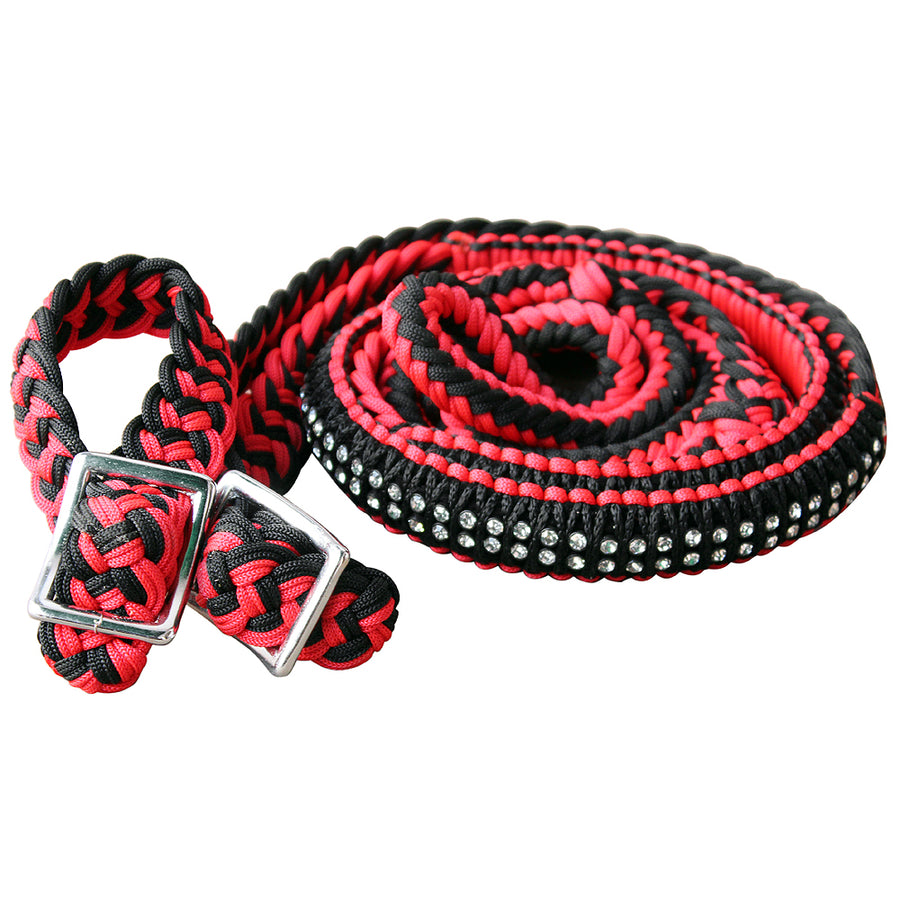 Red and black nylon rope halter with studded noseband - Uhorse