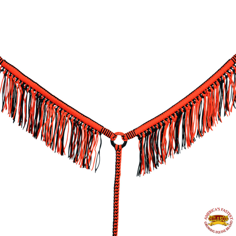 Red Black Horse Breast Collar Flat Braided Paracord Fringes Hilason - Uhorse