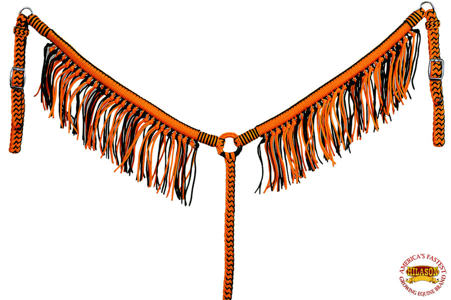 Horse Breast Collar Flat Braided Paracord With Fringes By Hilason