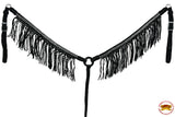 Black Horse Breast Collar Flat Braided Paracord Crystal Fringes Hilason