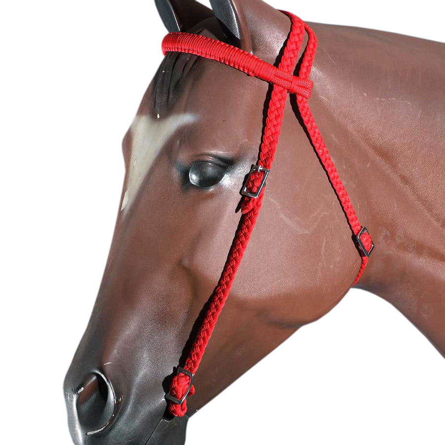 Red Horse Bridle Headstall Flat Braided Paracord - Uhorse