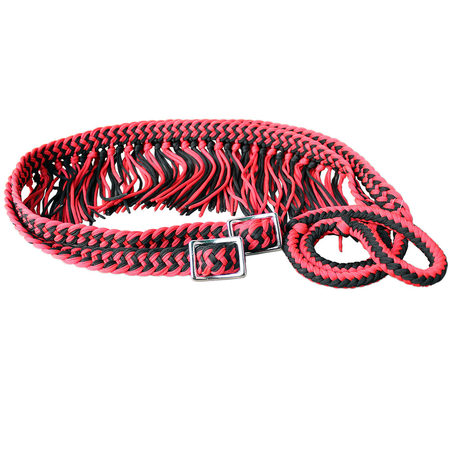 Red and black nylon braided whip with fringe - Uhorse