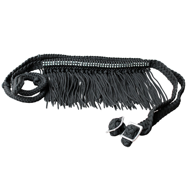 HILASON Braided Barrel Horse Racing Reins 1" x 8ft Crystal Center Band Fringes - Uhorse