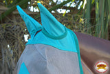 Hilason Western Uv Protection Horse Size Insects Fly Mask Grey Turquoise