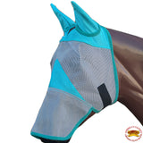 Hilason Western Uv Protection Horse Size Insects Fly Mask Grey Turquoise