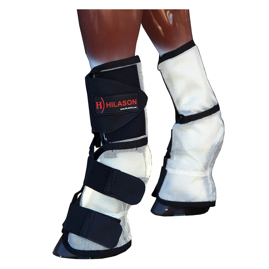 Hilason W. Uv Protection Warmblood Size Insects Fly Boots White Black by Hilason – Cowboy and equestrian accessories