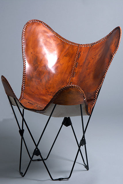 HILASON Genuine Leather Butterfly Chair Folding Lounge Modern Sling Accent Seat