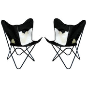 HILASON Genuine Leather Butterfly Chair Folding Lounge Modern Sling Accent Seat | Chair