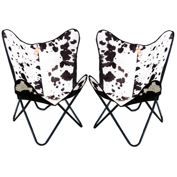 Butterfly chair with black and white cowhide fabric - Uhorse