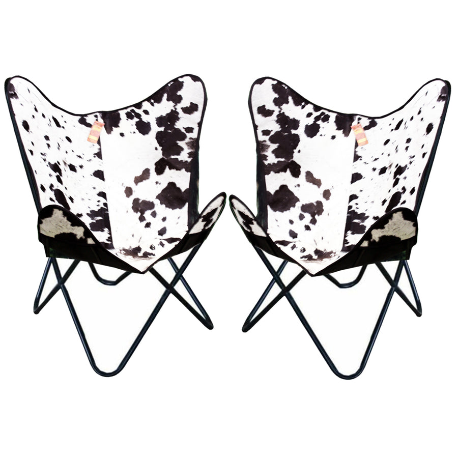 Butterfly chair with black and white cowhide fabric - Uhorse