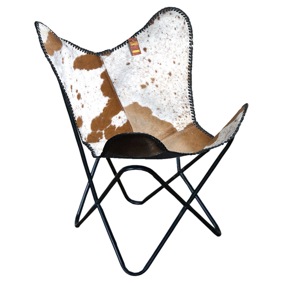 HILASON Genuine Leather Butterfly Chair Folding Lounge Modern Sling Accent Seat | Chair
