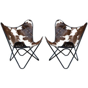 HILASON Genuine Leather Butterfly Chair Folding Lounge Modern Sling Accent Seat