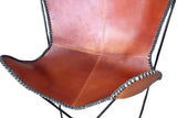 Genuine Leather Butterfly Chair Folding Lounge Modern Sling Accent Seat